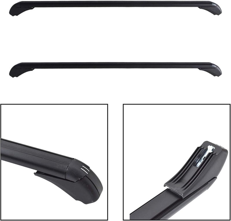 munirater Universal 43.3 inch Black Roof Rack Cross Bar Top Luggage Aluminum Carrier Adjustable Window Frame 2Pcs - Image 2